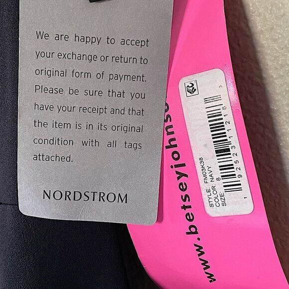 NWT! Betsy Navy Crepe Dress With Cap Sleeves and Ruffle Hem. Size 8. - Picture 6 of 8